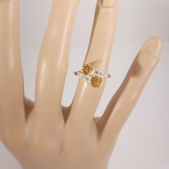 Brazilian Citrine Bypass Ring Sterling Silver Size 6 - Picture 7 of 8